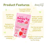 Dear Face Beauty Milk Japanese Collagen STRAWBERRY Drink - 50,000mg Hydrolyzed Collagen, 6.3 Ounce (Pack of 1)