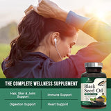 Black Seed Oil Capsules 1000mg - Vegan Cold-Pressed Nigella Sativa Black Seed Oil, Nature's Pure Black Cumin Seed Oil for Immune, Hair and Brain Support, Non-GMO - 180 Capsules