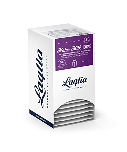 Instant Lactose Free Skim Milk Powder PACKETS by Laqtia, 18 Count Box, Makes an 8oz glass of fat free Milk, Non GMO, Free of bST and rBGH, made using 100% European Dairy, product of Spain (Convenient On-The-Go Instant Milk)