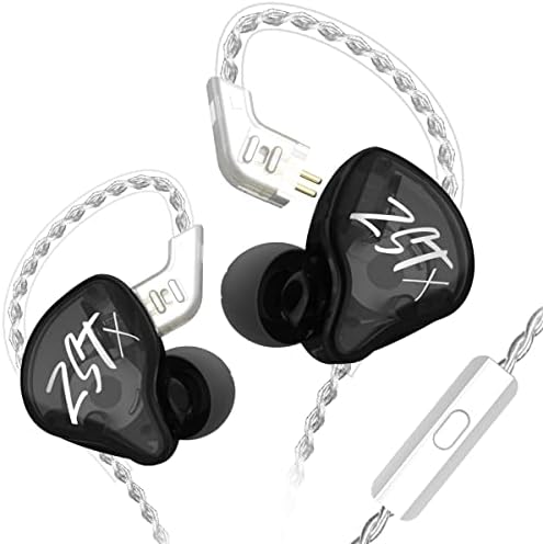 KZ ZST X in-Ear Monitors, Upgraded Dynamic Hybrid Dual Driver ZSTX Earphones, HiFi Stereo IEM Wired Earbuds/Headphones with Detachable Cable for Musician Audiophile (with Mic, Black)