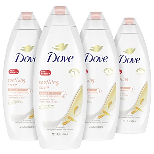 Dove Soothing Care Body Wash for Sensitive Skin with Calendula-Infused Oils Hydrates and Replenishes Skin Sulfate Free 22 oz 4 Count