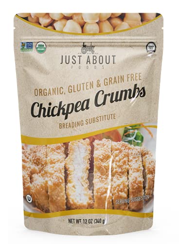 Organic Chickpea Bread Crumbs | Organic & Gluten Free | Breading Substitute | Paleo | 12 Oz (Pack of 1) | Just About Foods