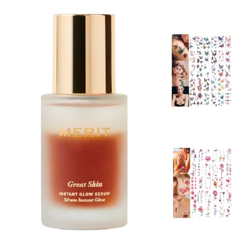 M Great Skin Instant Glow Serum with Niacinamide and Hyaluronic Acid (1.69 oz / 50 ml)+ Bonus 30pcs/bag Temporary Tattoo with random colors and designs