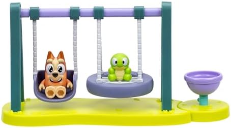 Bluey Mini Playsets, Turtleboy Playground Playset, Includes Articulated Wide-Eyed Bingo Figure and Turtleboy, Swing & Spin Together on The Playground