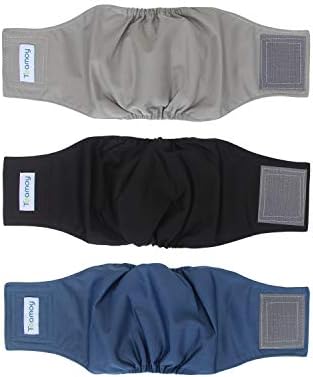 Teamoy 3 Pack Male Dog Diaper Wrap with Gray Lining, Washable Puppy Belly Bands, Super-Absorbent and Comfortable(XS,7"-9" Waist)