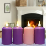 yunsheng Flameless Advent Candles Purple and Pink, 4 Inch Battery Operated LED Advent Pillar Candles with Remote Timer, 350+ Hours Long Lasting Candles for Christmas Advent Rituals and Wreath,Set of 4