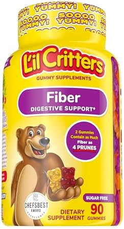 L’il Critters Fiber Daily Gummy Supplement for Kids, for Digestive Support, Berry and Lemon Flavors, 90 Gummies