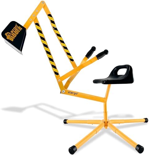 stargo Sand Digger Kids Excavator Ride on Toy, Beach Toys Outdoor Sandbox Toy Digger for Kids, Solid Steel Rotates 360, Role Play, Sand Toys