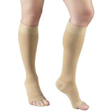 Truform 30-40 mmHg Compression Stockings for Men and Women, Knee High Length, Open Toe, Beige, Medium