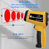 Surpeer Infrared Thermometer pyrometer Temperature Gun -50°F to 2552°F, 30:1 Distance Ratio, Laser IR Temp Gun for Cooking, Pizza Oven, Engine, Kilns, Forges, Industry, and Home Repair