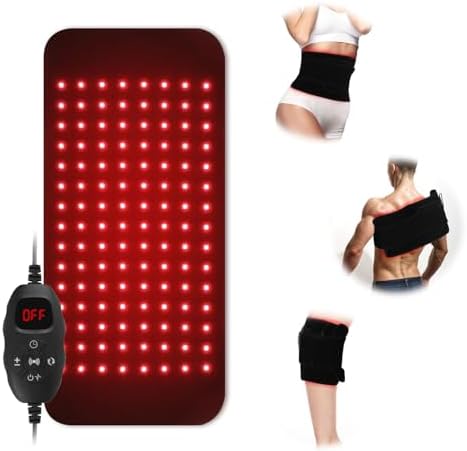 Near Infrared Light Therapy Heating Wrap Belt for Pain Relief Red Light Therapy Vibration Massager Pad for Body Back Knee Shoulder Waist Muscle Relaxation