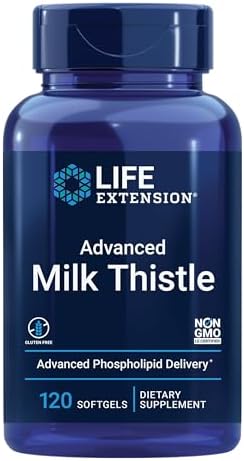 Life Extension Advanced Milk Thistle - With Silybin, Phosphatidylcholine and other Phospholipid - For Liver, Kidney Health & Detox - Non-GMO, Gluten-Free -120 Softgels