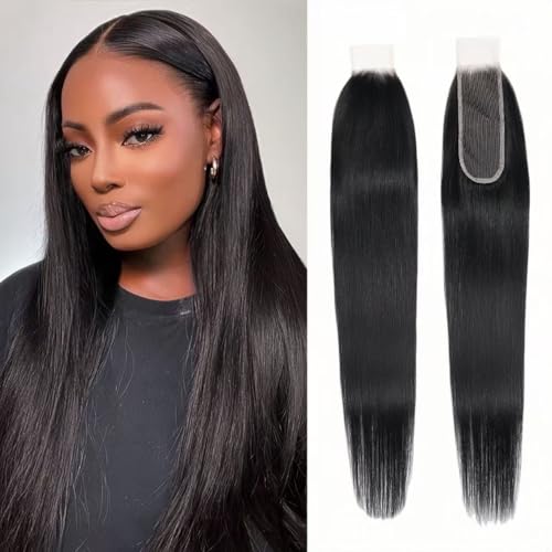 2x6 HD Lace Closure Straight Human Hair 8 Inch 2x6 closure 100% Brazilian Virgin Unprocessed Human Hair Natural Color 2 by 6 HD Transparent Lace Closure Human Hair