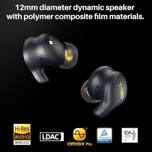 TOZO Golden X1 Wireless Earbuds Balanced Armature Driver and Hybrid Dynamic Driver, Bluetooth Headphones OrigX Pro (Renewed)