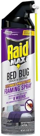 Raid Max Bed Bug Crack & Crevice Extended Protection Foaming Spray, Kills Bed Bugs for up to 8 weeks on Laminated Woods and Surfaces, 17.5 oz