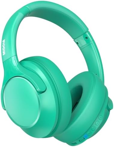MIDOLA Bluetooth Headphones Over Ear 68H Playtime 6 EQ Wireless Headset with Microphone HiFi Stereo Foldable Lightweight Deep Bass for Travel Home Office Cellphone Cyan