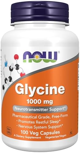 NOW Foods Supplements, Glycine 1,000 mg Free-Form, Neurotransmitter Support*, 100 Veg Capsules