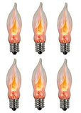 (6) Flicker Flame Mini Light Bulbs Candelabra Base C7 3" Length Clear