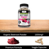 KAYA NATURALS Organic Beet Root Powder Capsule 1300mg per serving Aids in Healthy Circulation 60 Veg Capsules