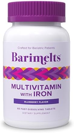 BariMelts Bariatric Multivitamin with Iron - 60 Fast-Dissolving Tablets (1-Month Supply) - Sugar-Free Bariatric Vitamins for Women, Natural Blueberry Flavor