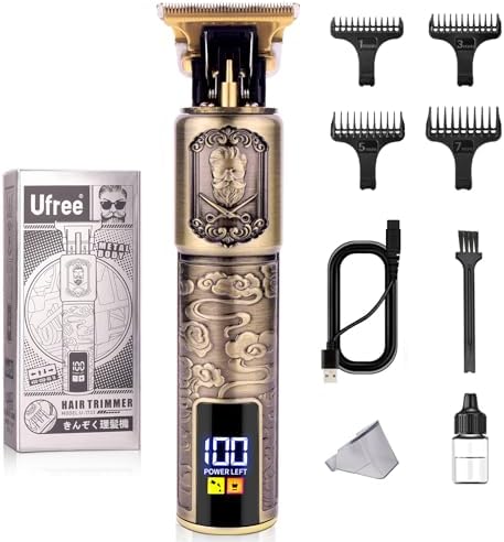 Ufree Professional Beard Trimmer for Men, Zero Gapped T-Blade Hair Clipper & Mustache Trimmer Kit with LCD Display, Precision Edgers for Haircut & Grooming, Barber-Grade Electric Shaver, Gifts for Men