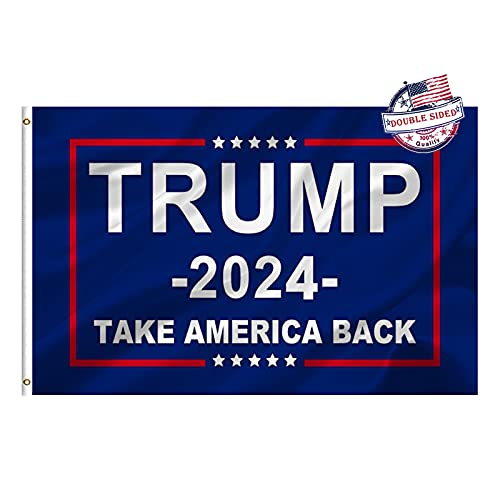 Trump 2024 Flag 2x3 Outdoor Double Sided- Heavy Duty 3ply Donald Trump Take America Back Flags Super Durable 2 Rows Stitched Edge Canvas Header with 2 Brass Grommets 2024 Trump for President Flag