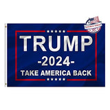 Trump 2024 Flag 2x3 Outdoor Double Sided- Heavy Duty 3ply Donald Trump Take America Back Flags Super Durable 2 Rows Stitched Edge Canvas Header with 2 Brass Grommets 2024 Trump for President Flag