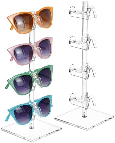 MOOCA 2-Piece Premium Acrylic Eyeglasses Frame Riser Display Stand, Sunglasses Rack ,Sunglasses Rack Holder, Acrylic Eyewear Display, 4 Frames for Each Holder