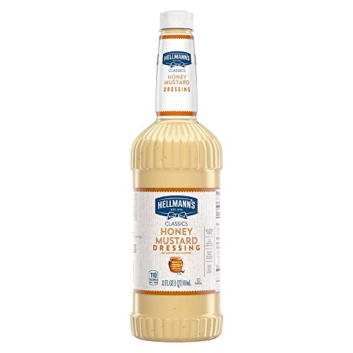 Hellmann's Classics Honey Mustard Salad Dressing Salad Bar Bottles Gluten Free, No Artificial Flavors or High Fructose Corn Syrup, Colors from Natural Sources, 32 oz, Pack of 6