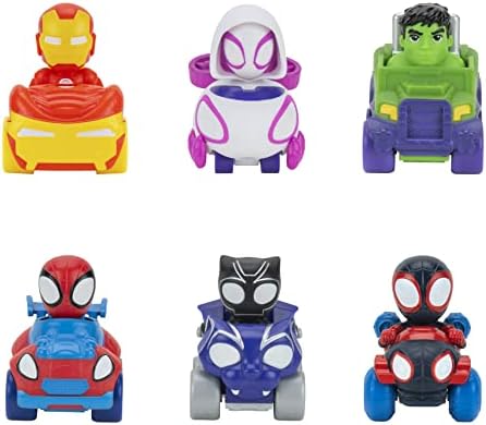 Marvel Spidey and His Amazing Friends 6 Pack - Six 2-Inch Amazing Mini Vehicles - Toys Featuring Your Friendly Neighborhood Spideys - Amazon Exclusive