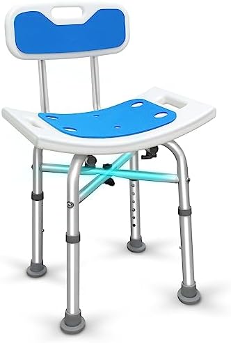 Bcareself Shower Stool with Back Heavy Duty Shower Chair for Inside Shower 500lb Narrow Bathtub Shower Saet with Height Adjustable Tool-Less Assembly for Elderly Seniors Disabled Handicap Pregnant