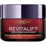 L'Oreal Paris Revitalift Triple Power Anti-Aging Face Moisturizer, Pro Retinol, Hyaluronic Acid & Vitamin C to Reduce Wrinkles, Firm & Brighten Skin, 1.7 Oz