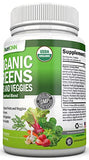 Organic Super Greens Capsules - Fruit And Vegetable Supplements - 120 Count - 28 USDA Organic & Vegan Premium Ingredients - Superfood Blend For Immune Health, Digestion & Energy - Whole Food Vitamins
