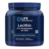 Life Extension Lecithin - 97% Phosphatides De-Oiled - Soy Based Vegan Lecithin Supplement Powder for Brain Health, Liver Health and Detox - Non-GMO, Gluten-Free, Vegetarian - 1 Pound (41 Serving)