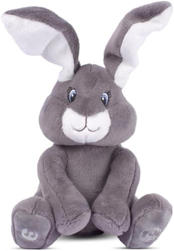 Dimple Milo Bunny Stuffed Animal - Interactive Easter Bunny Plush w/Peek-a-Boo & Singing Songs - Easter Basket Stuffers for Toddlers - Baby Easter Gifts for Kids, Girls, Boys, Ages 0 & Up, Grey