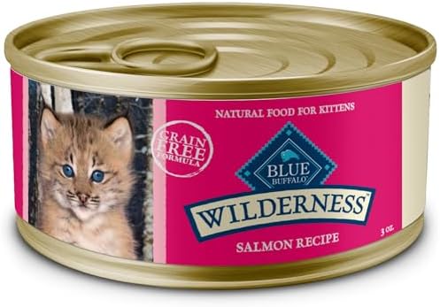 Blue Buffalo Wilderness Natural High Protein Grain Free Salmon Pate Wet Food for Kittens, 3 oz., Case of 24