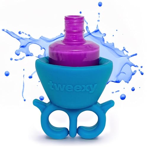 tweexy Wearable Nail Polish Holder Ring - Ideal Gift for Teenage Girls - Nail Polish Holder Stand for Manicure & Pedicure, Fingernail Painting - Nail Polish Accessories (Silver Sparkle)