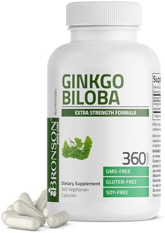 Bronson Ginkgo Biloba Extra Strength Supports Brain Function & Memory Support, 360 Vegetarian Capsules
