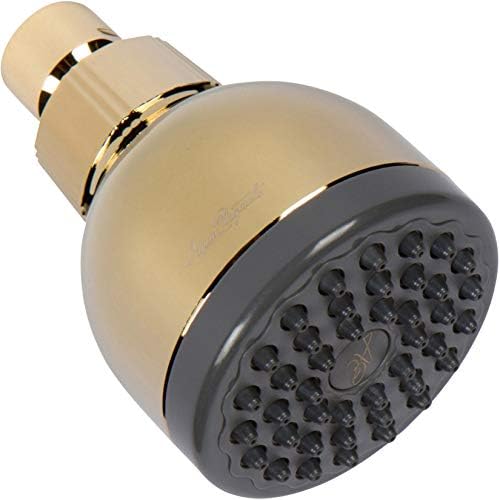 Aqua Elegante Low Water Pressure Shower Heads - Best High Pressure Boosting Wall Mount Showerhead - Indoor And Outdoor Modern Bath Spa Head, 1.8 GPM - Polished Brass & California Certified