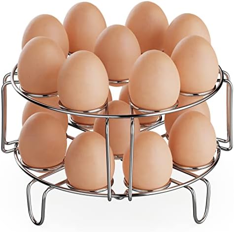 GSlife Egg Steamer Rack - Stainless Steel Trivet for 6, 8 Quart Pressure Cooker, Cooks 18 Eggs, Stackable Steaming Holders for Instant Pot Accessories, 2 Packs