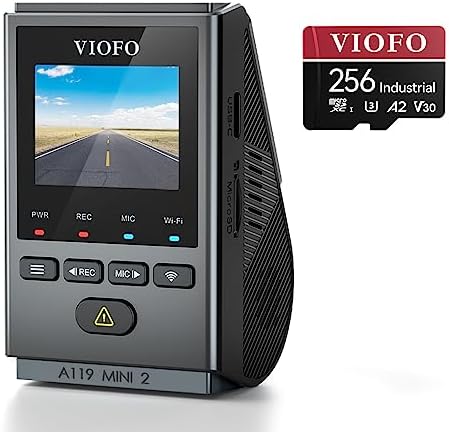 【Bundle: A119 Mini 2+256GBCard】 VIOFO Dash Cam A119 Mini 2, STARVIS 2 Sensor, 2K 60fps/HDR 30fps Voice Control Car Dash Camera with 5GHz Wi-Fi GPS