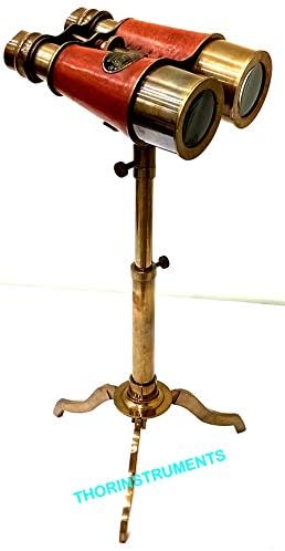 Antique Style Red Leather Binoculars with Base Nautical Home Decor Gift 6" Rustic Vintage Home Decor Gifts