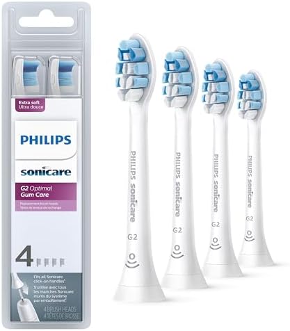 Philips Sonicare Optimal Gum Care Replacement Toothbrush Heads, HX9034/65, BrushSync™ Technology, White 4-pk