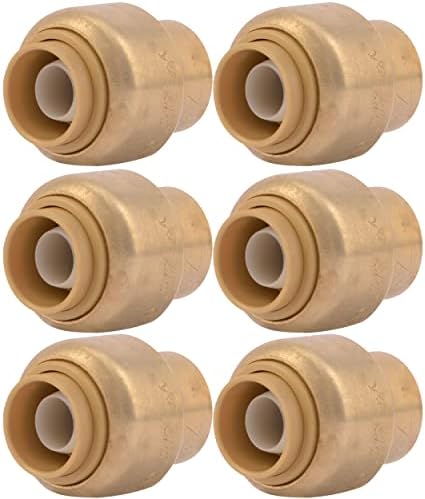 SharkBite 3/8 Inch (1/2 Inch OD) Push Cap, Pack of 6, Push to Connect Brass Plumbing Fitting, PEX Pipe, Copper, CPVC, PE-RT, HDPE, U512LF