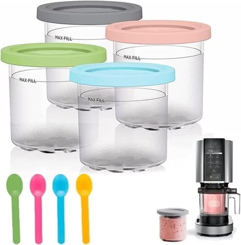 Fourth Fusion Creami Pints and Lids - Compatible with Ninja Creami Ice Cream Maker - BPA Free Dishwasher Safe Color Lids (Pink, Green, Blue)