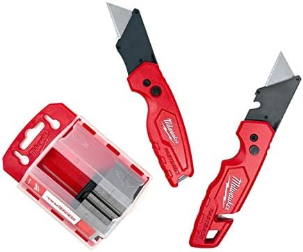 Milwaukee Fastback Flip Utility Knife 2 Piece Set with Razor Blade Dispenser (50 Blades Included)