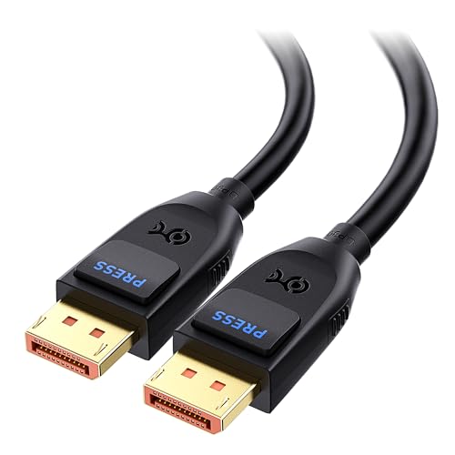 Cable Matters 80Gbps DisplayPort 2.1 Cable 1.5m/4.9ft, DP80 Cable with 16K 60Hz, 8K 240Hz, 4K 240Hz in Black with FreeSync, G-SYNC and HDR for Gaming Monitor, PC, RTX 4080/4090, RX 7900
