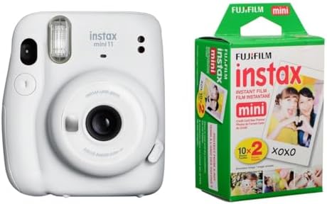 Fujifilm Instax Mini 11 Instant Film Camera, Ice White - with Fujifilm instax Mini Instant Daylight Film Twin Pack, 20 Exposures