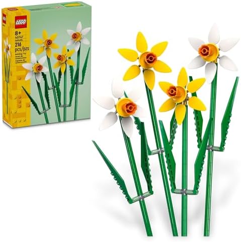 LEGO Daffodils - Building Toy for Kids, Girls and Boys, Ages 8+ - Artificial Daffodil for Home Decor and Display - Gift for Valentines Day for Her and Him - 40747