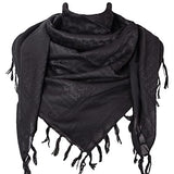 Military Shemagh Tactical Desert 100% Cotton Keffiyeh Scarf Wrap, one size, black